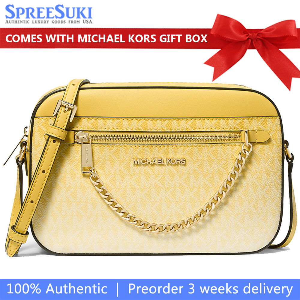 Michael Kors Jet Set Large Ombré Signature Logo Crossbody Bag Daisy Yellow # 35S5GTTC9V