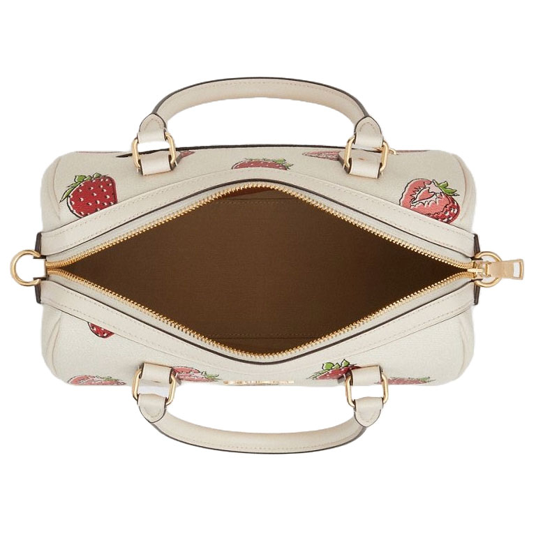 Coach Rowan Satchel Bag With Strawberry Print Chalk Multi # CAL63