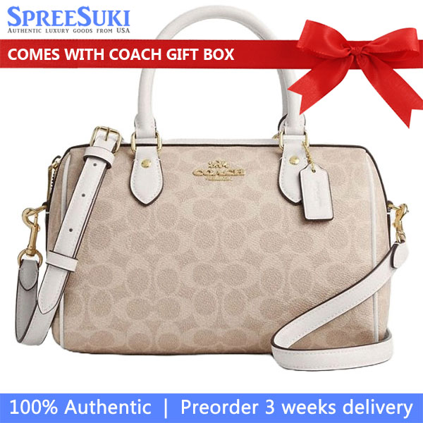 Coach Rowan Satchel Bag In Signature Canvas Sand Chalk # CV961