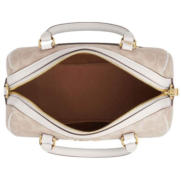 Coach Rowan Satchel Bag In Signature Canvas Sand Chalk # CV961