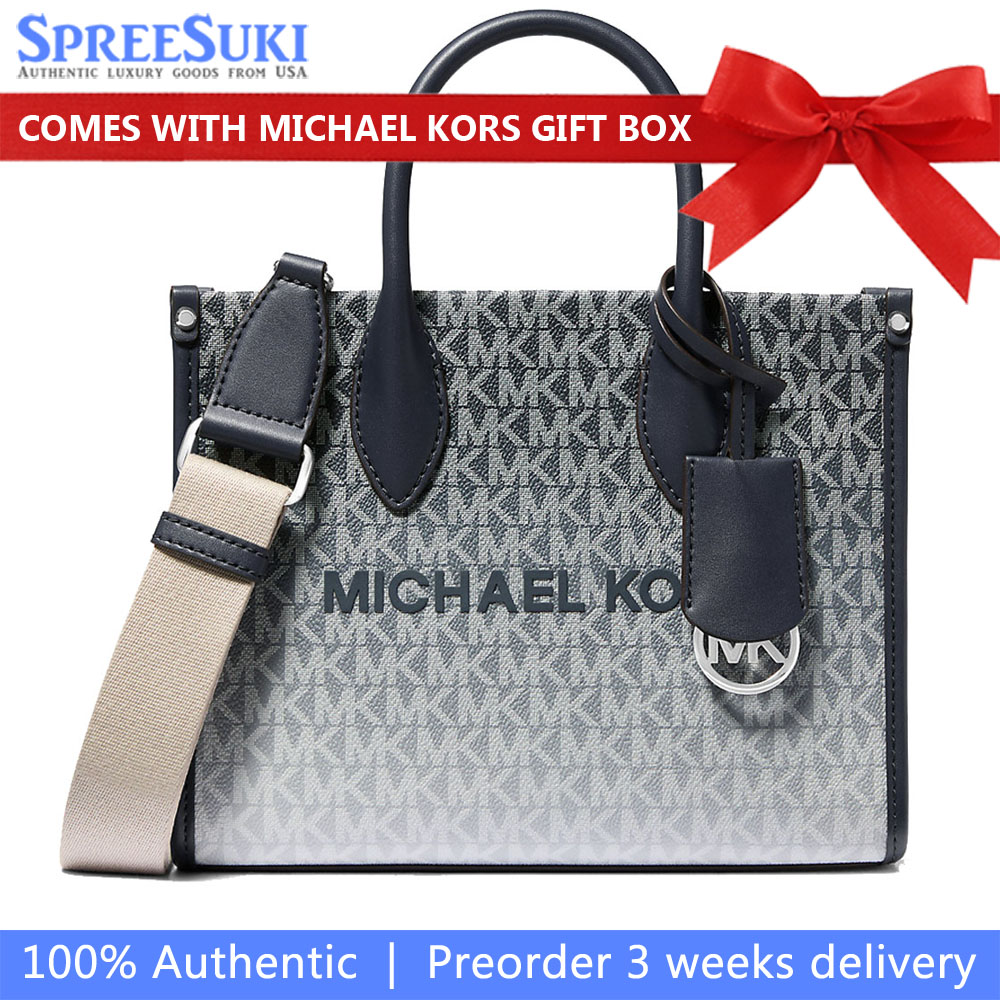 Michael Kors Mirella Small Ombré Signature Logo Crossbody Bag Navy # 35R5S7ZT0V