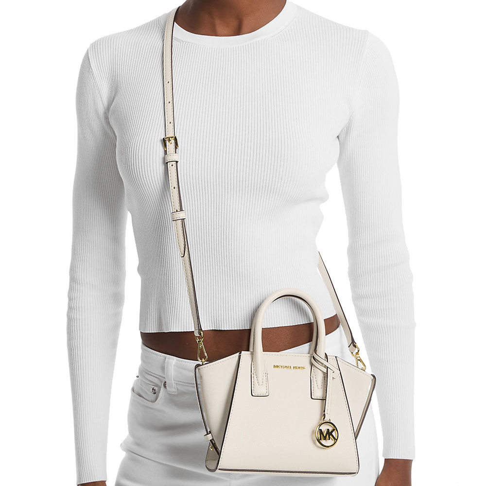 Michael Kors Avril Extra-Small Leather And Suede Satchel Light Cream # 35F4G4VC0L