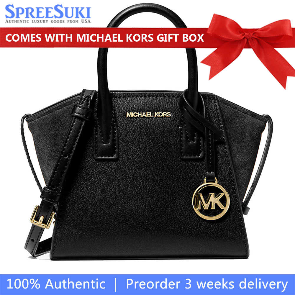 Michael Kors Avril Extra-Small Leather And Suede Satchel Black # 35F4G4VC0L