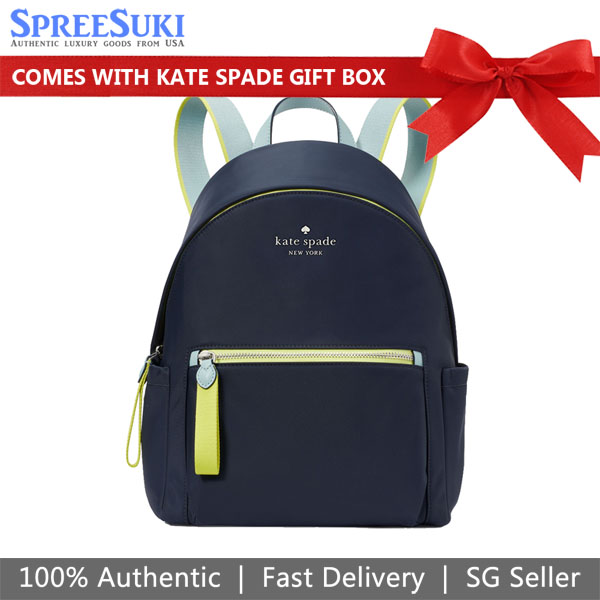 Kate Spade Chelsea Nylon Colorblock Medium Backpack Blazer Blue # KE955