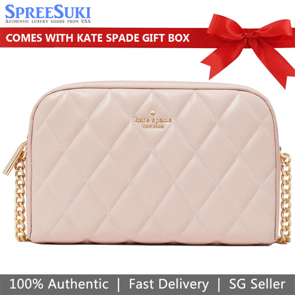 Kate Spade Sling Bag Crossbody Carey Smooth Quilted Mini Camera Bag Rose Smoke Pink # KG425