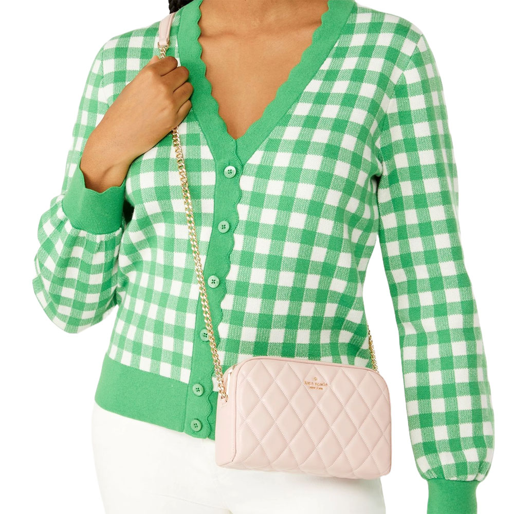 Kate Spade Sling Bag Crossbody Carey Smooth Quilted Mini Camera Bag Rose Smoke Pink # KG425
