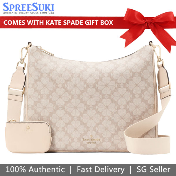 Kate Spade Sling Bag Spade Flower Crossbody Dark Beige # KK148