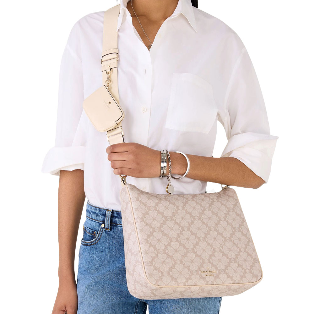 Kate Spade Sling Bag Spade Flower Crossbody Dark Beige # KK148