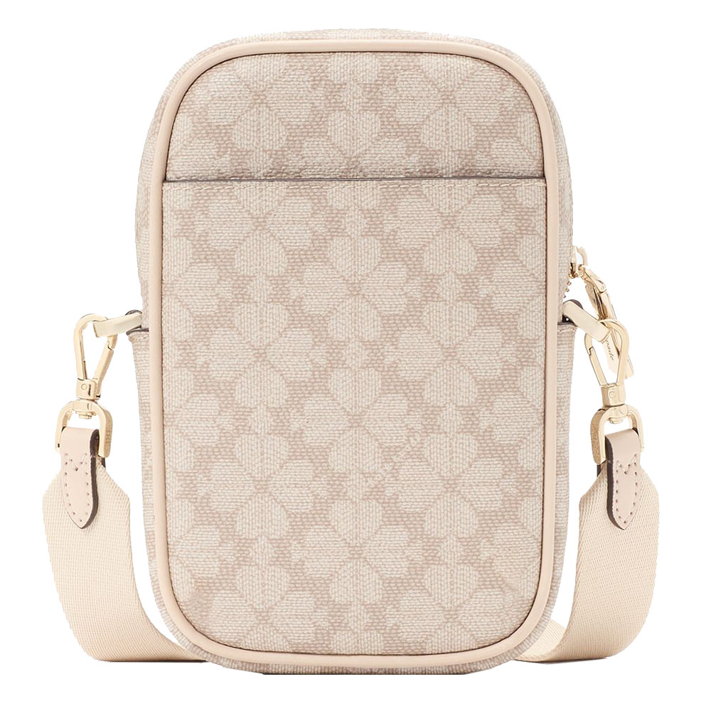 Kate Spade Spade Flower North South Zip Phone Crossbody Sling Bag Dark Beige # KL192