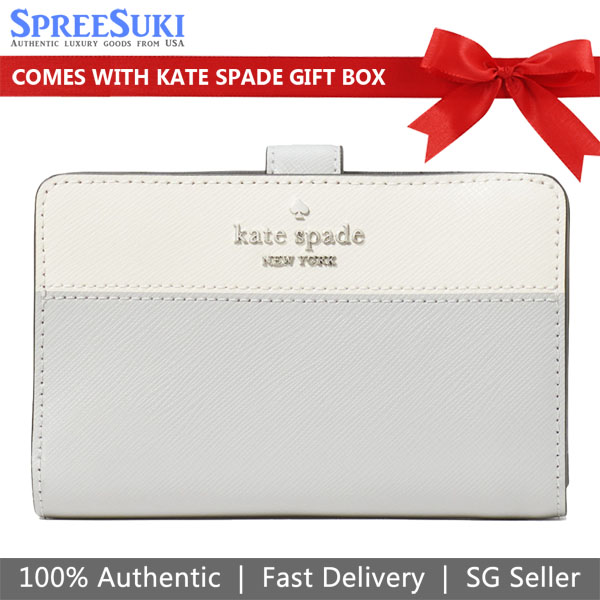 Kate Spade Medium Wallet Madison Medium Bifold Wallet Platinum Grey # KC511
