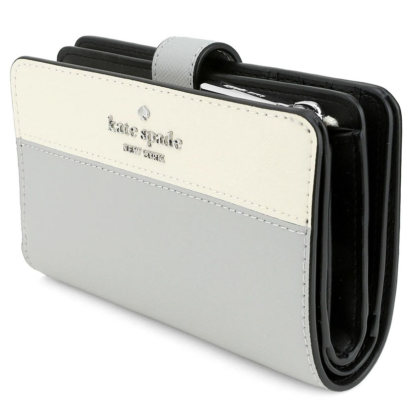 Kate Spade Medium Wallet Madison Medium Bifold Wallet Platinum Grey # KC511