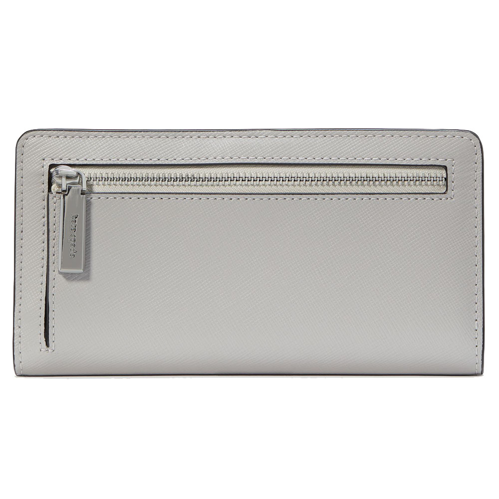 Kate Spade Long Wallet Madison Colorblock Saffiano Leather Large Slim Bifold Wallet Platinum Grey # KI367