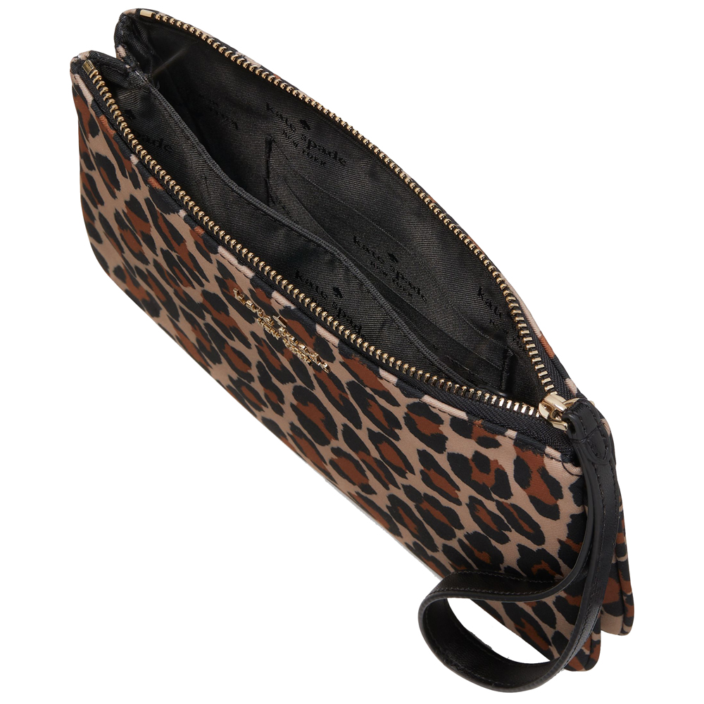 Kate Spade Large Wristlet Chelsea Leopard Medium Wristlet Pouch Brown Multi # KH752