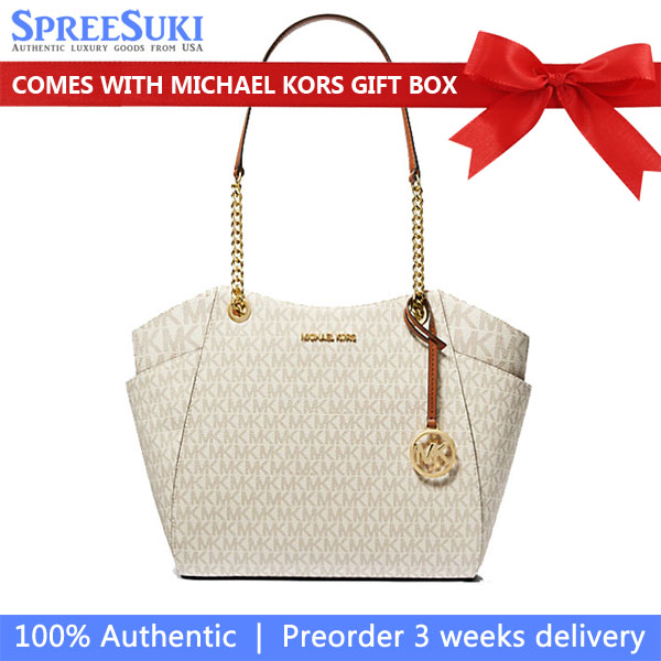 Michael Kors Jet Set Travel Large Chain Shoulder Tote Vanilla # 35S4GTVT3B