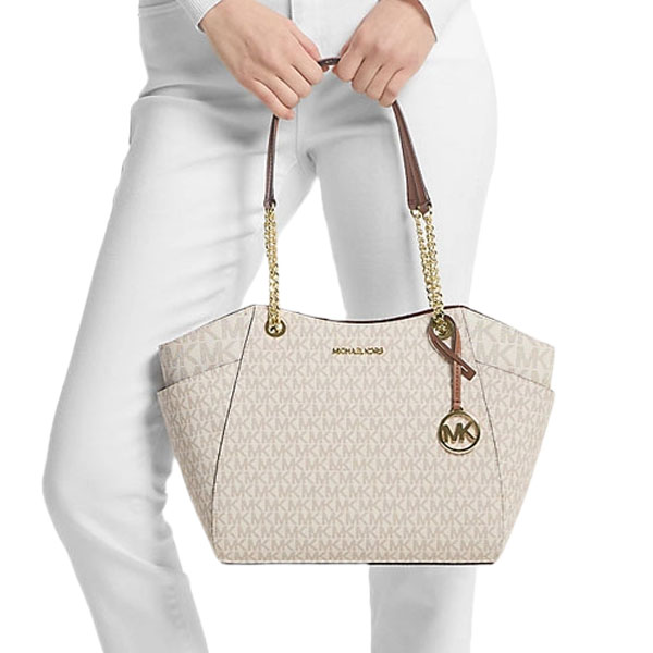 Michael Kors Jet Set Travel Large Chain Shoulder Tote Vanilla # 35S4GTVT3B