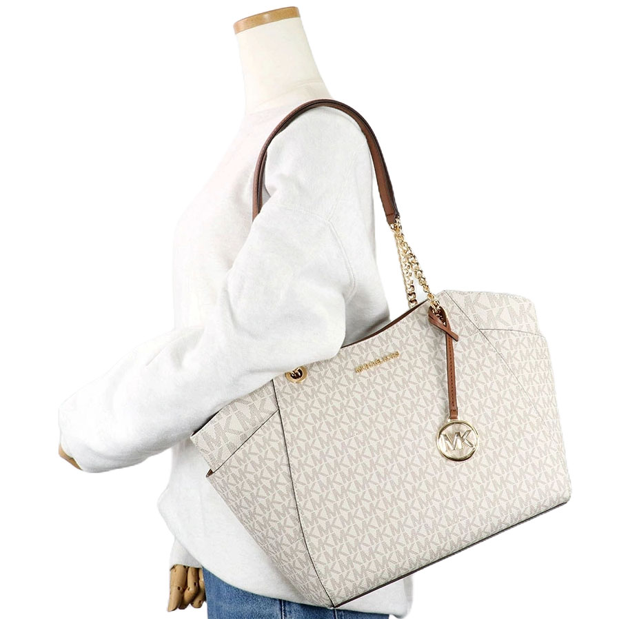 Michael Kors Jet Set Travel Large Chain Shoulder Tote Vanilla # 35S4GTVT3B