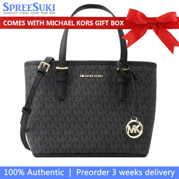 Michael Kors Crossbody Bag Sling Jet Set Travel Xs Carryall Convertible Top Zip Tote Black # 35T9GTVT0B