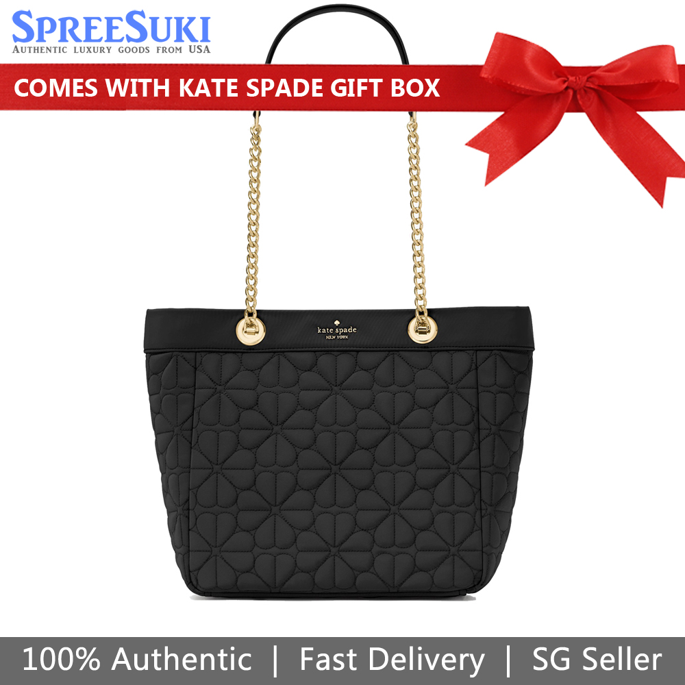 Kate Spade Spade Flower Quilted Medium Tote Black # KK156