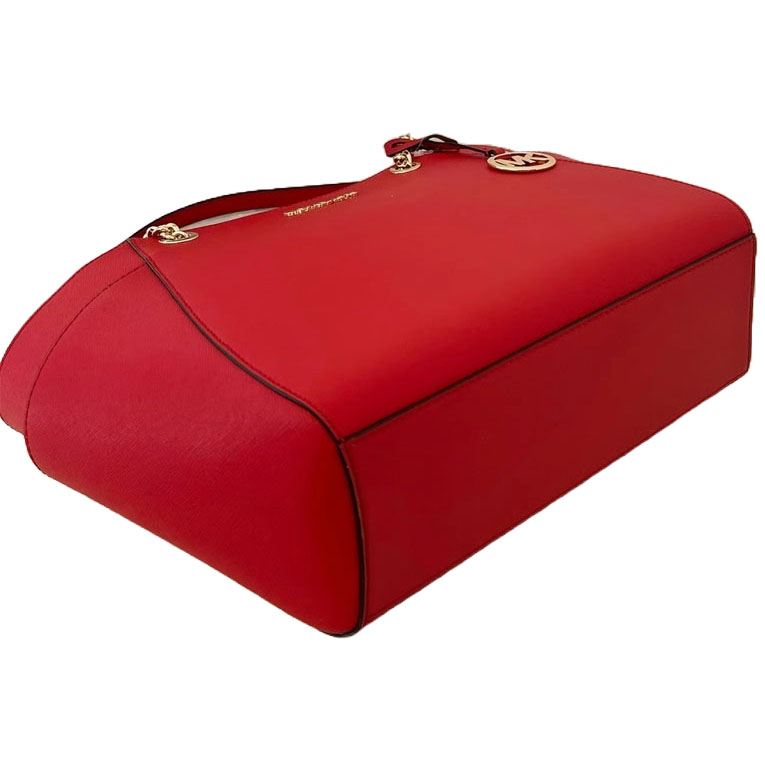 Michael Kors Jet Set Travel Large Chain Leather Shoulder Tote Bright Red # 35T5GTVT3L