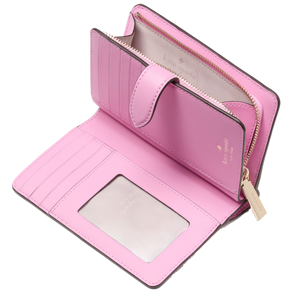 Kate Spade Medium Wallet Boxed Spade Flower Medium Bifold Wallet Parisian Rose Pink # KK252