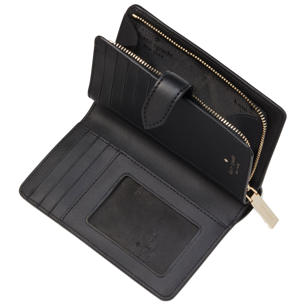 Kate Spade Medium Wallet Spade Flower Compact Bifold Wallet Black # KG488