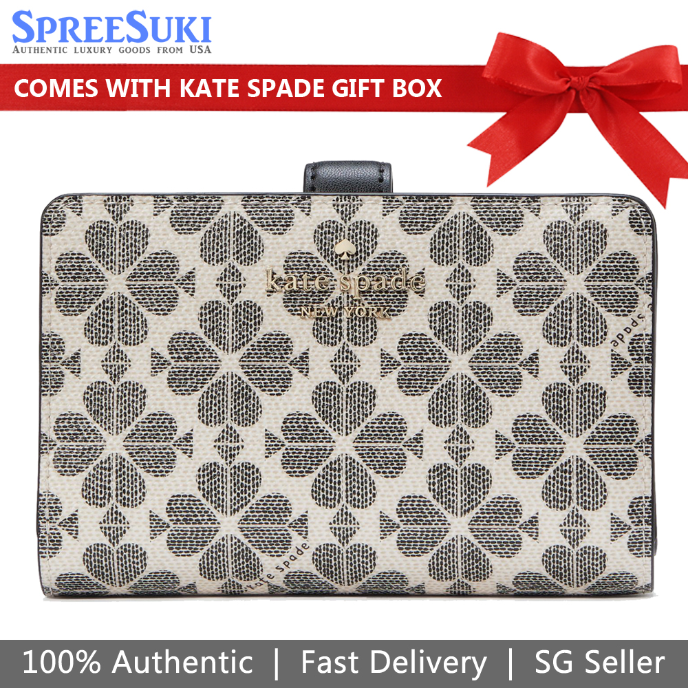Kate Spade Medium Wallet Spade Flower Compact Bifold Wallet Black # KG488