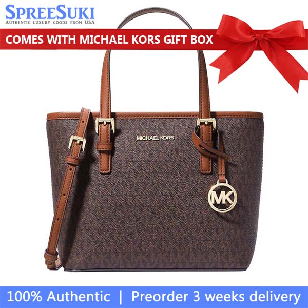 Michael Kors Crossbody Bag Sling Jet Set Travel Xs Carryall Convertible Top Zip Tote Brown # 35T9GTVT0B