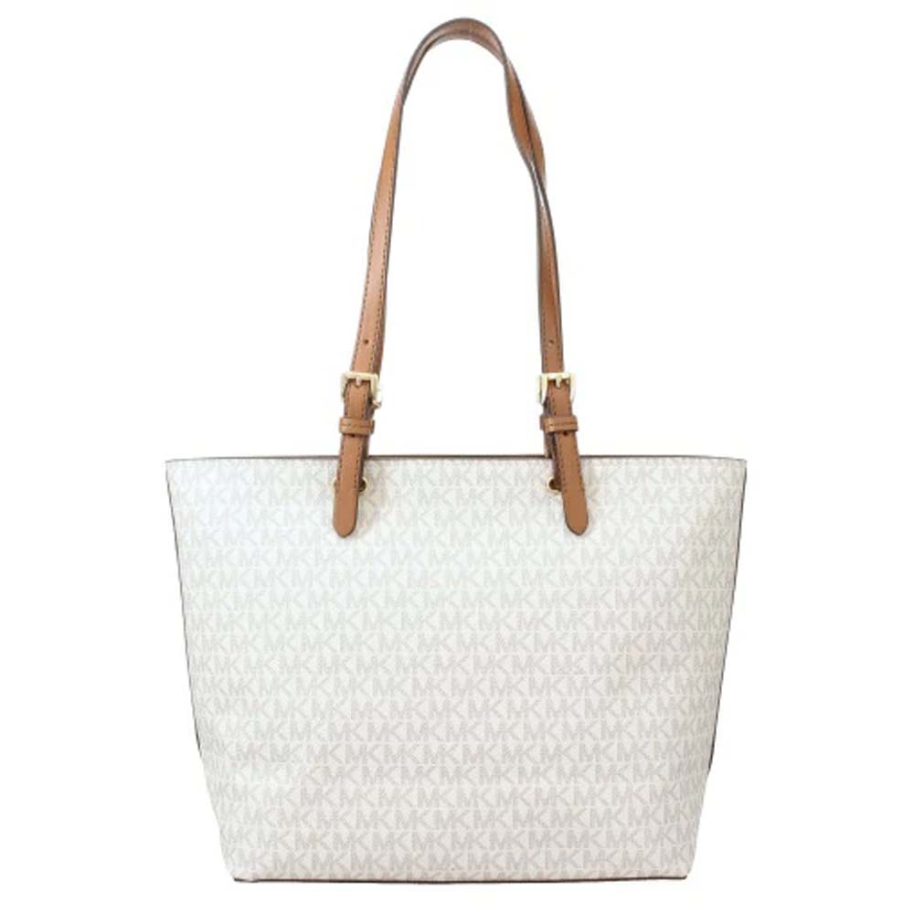 Michael Kors Jet Set Medium Logo Pocket Tote Bag Vanilla # 35F3GTVT3B
