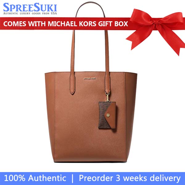 Michael Kors Vincent Large Saffiano Leather Tote Bag With Card Case Luggage # 35F4G2VT7T
