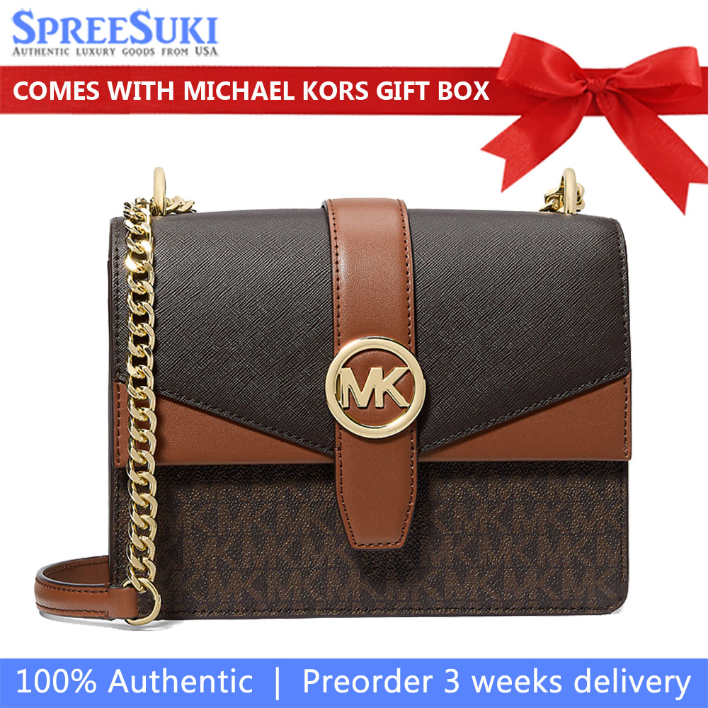 Michael Kors Greenwich Small Color-Block Signature Logo Crossbody Bag Brown Multi # 35S5GGRC1B