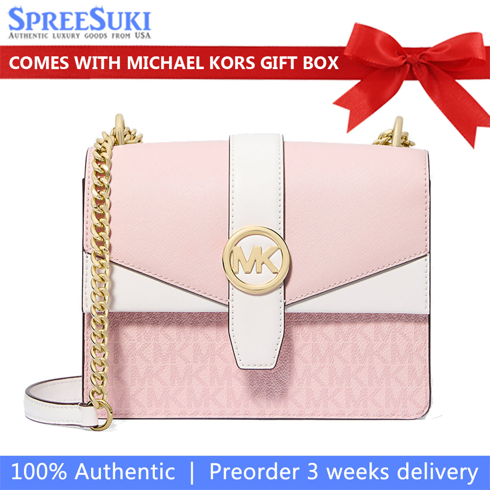 Michael Kors Greenwich Small Color-Block Signature Logo Crossbody Bag Powder Blush Multi # 35S5GGRC1B