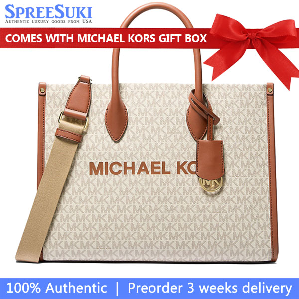 Michael Kors Mirella Medium Signature Logo Tote Bag Vanilla # 35R5G7ZT2B