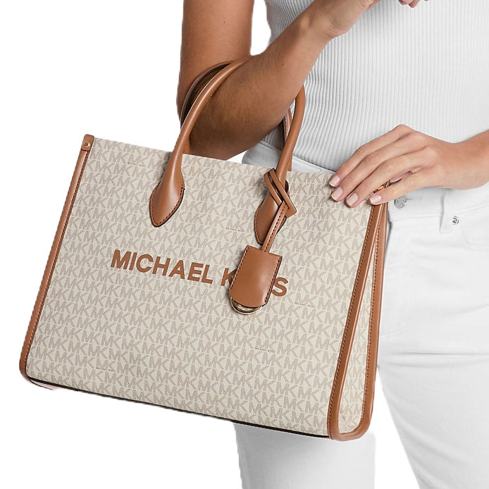 Michael Kors Mirella Medium Signature Logo Tote Bag Vanilla # 35R5G7ZT2B