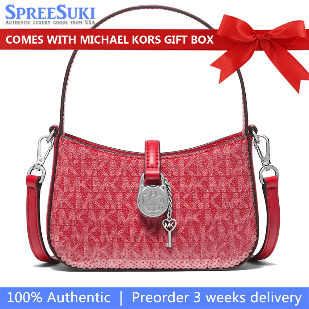 Michael Kors Lyra Extra-Small Signature Logo Crossbody Bag Bright Red # 35R5S1YC0B