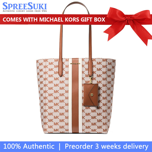 Michael Kors Vincent Large Logo Jacquard Tote Bag With Card Case Luggage # 35R5G2VT7J