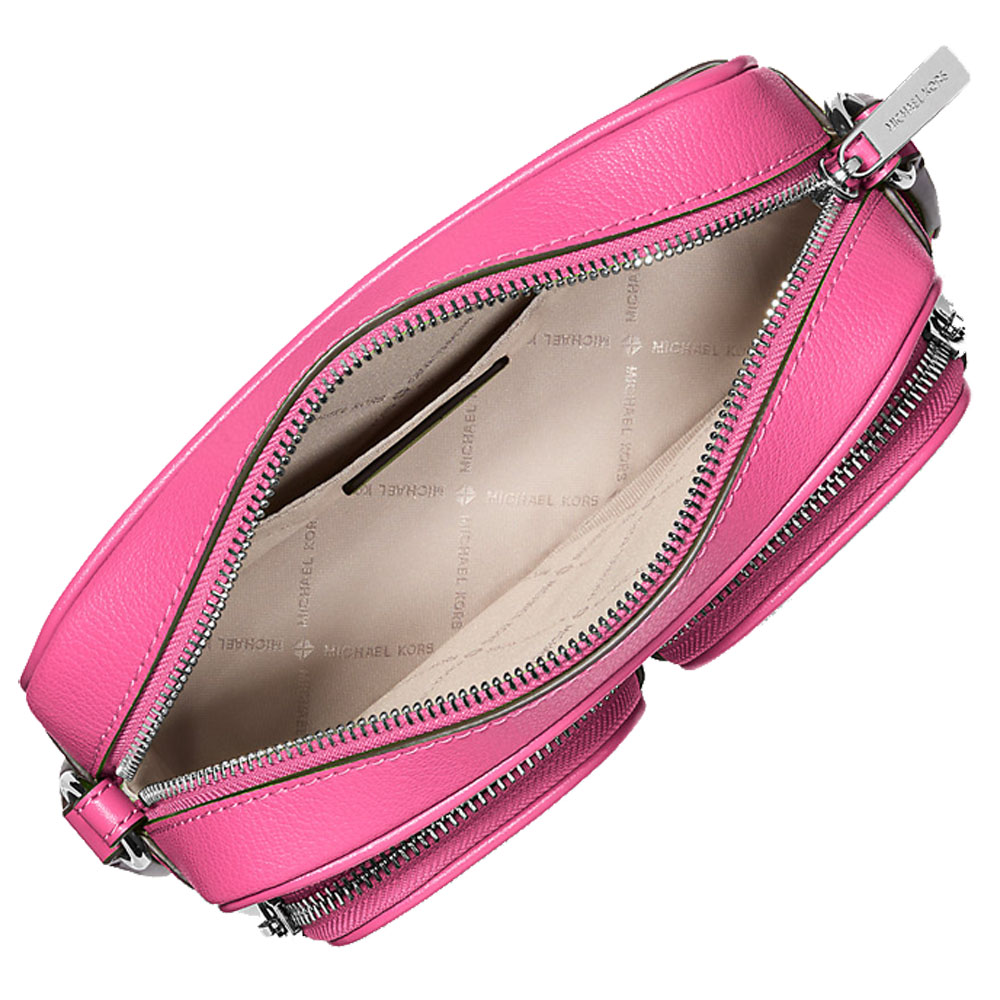 Michael Kors Jet Set Leather Medium Crossbody Bag With Case For Apple Airpods Pro Dragonfruit # 35S5STTC2L