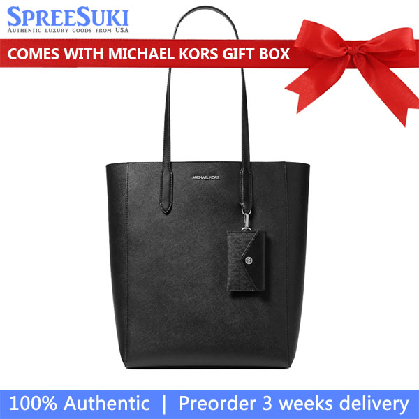 Michael Kors Vincent Large Saffiano Leather Tote Bag With Card Case Black # 35R5S2VT7T