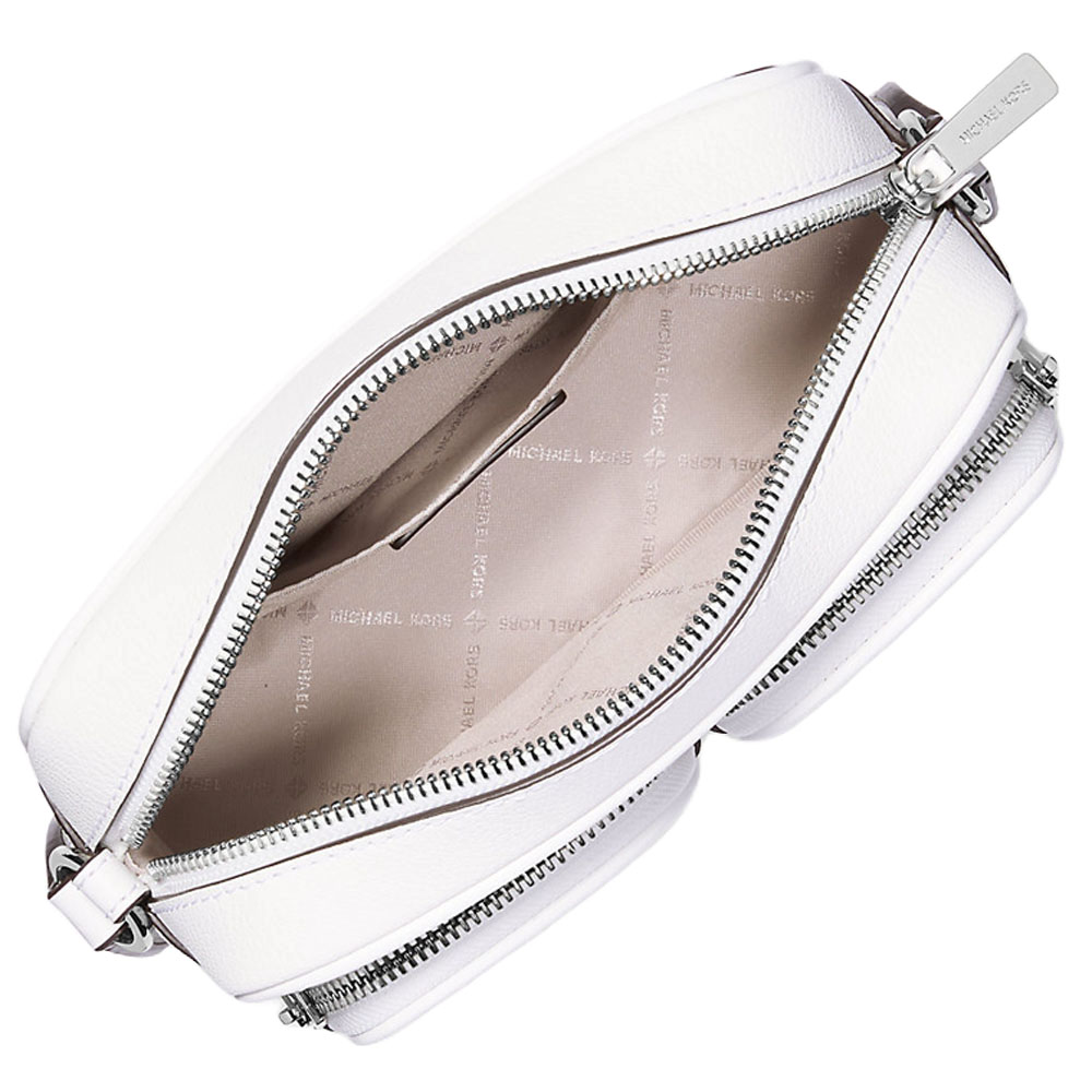 Michael Kors Jet Set Leather Medium Crossbody Bag With Case For Apple Airpods Pro Optic White # 35S5STTC2L