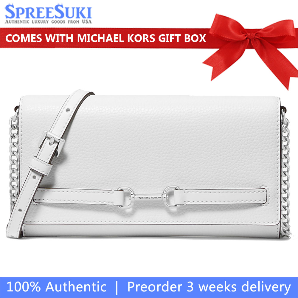 Michael Kors Carson Large Pebbled Leather Convertible Crossbody Bag Optic White # 35S5S2ZC7L