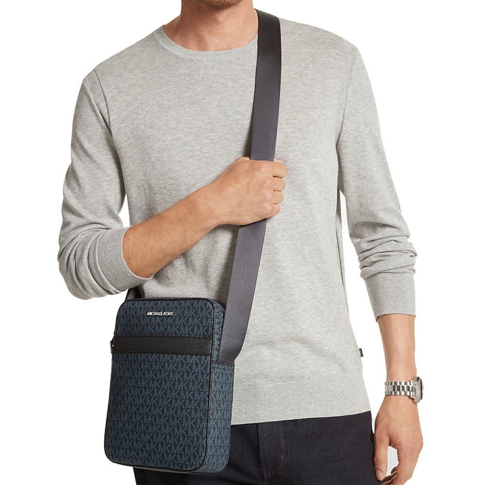 Michael Kors Cooper Signature Logo Flight Bag Admiral Pale Blue # 37F2LCOL6J