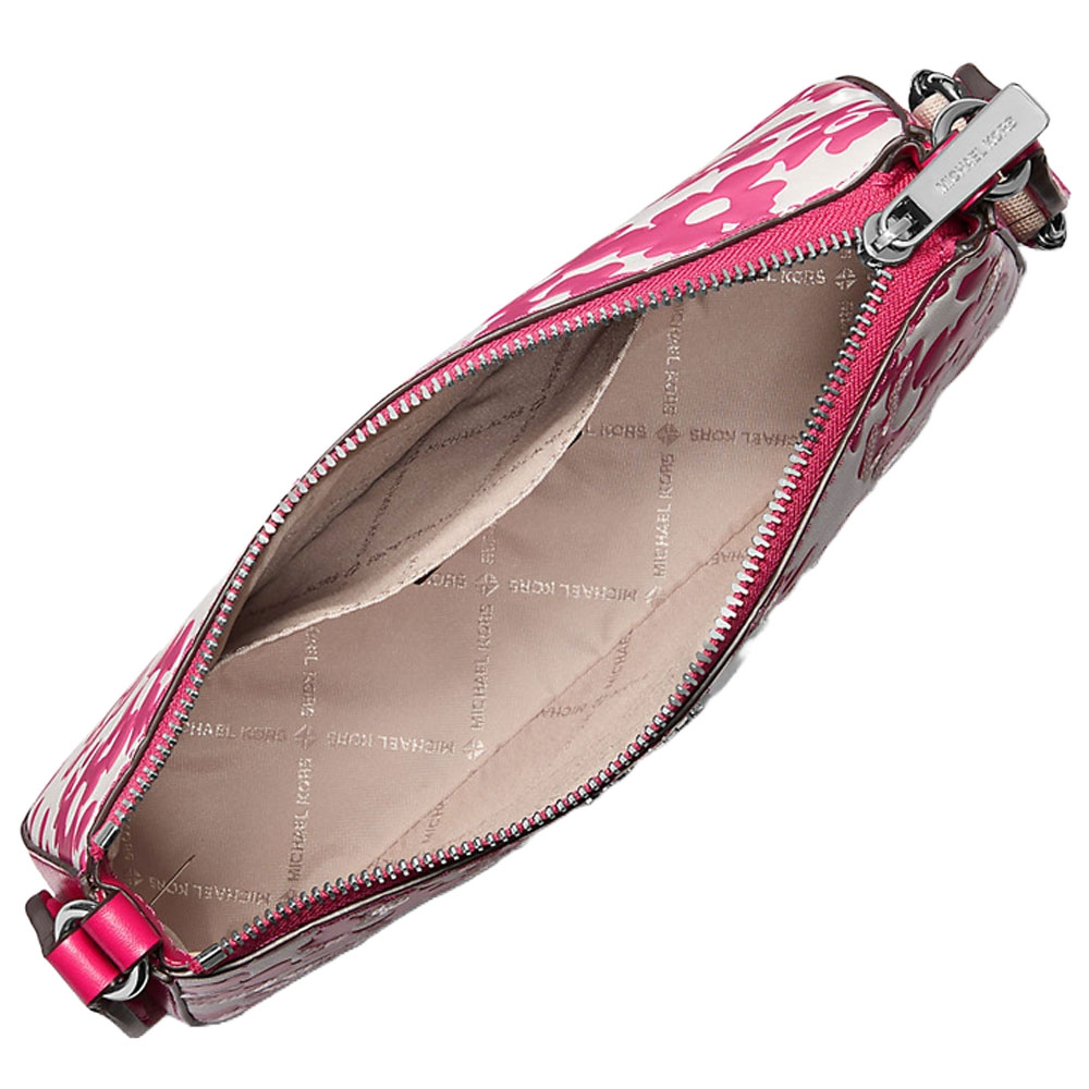 Michael Kors Jet Set Small Sequined Floral Print Crossbody Bag With Case For Apple Airpods Pro Dragonfruit # 35S5STVC5Y