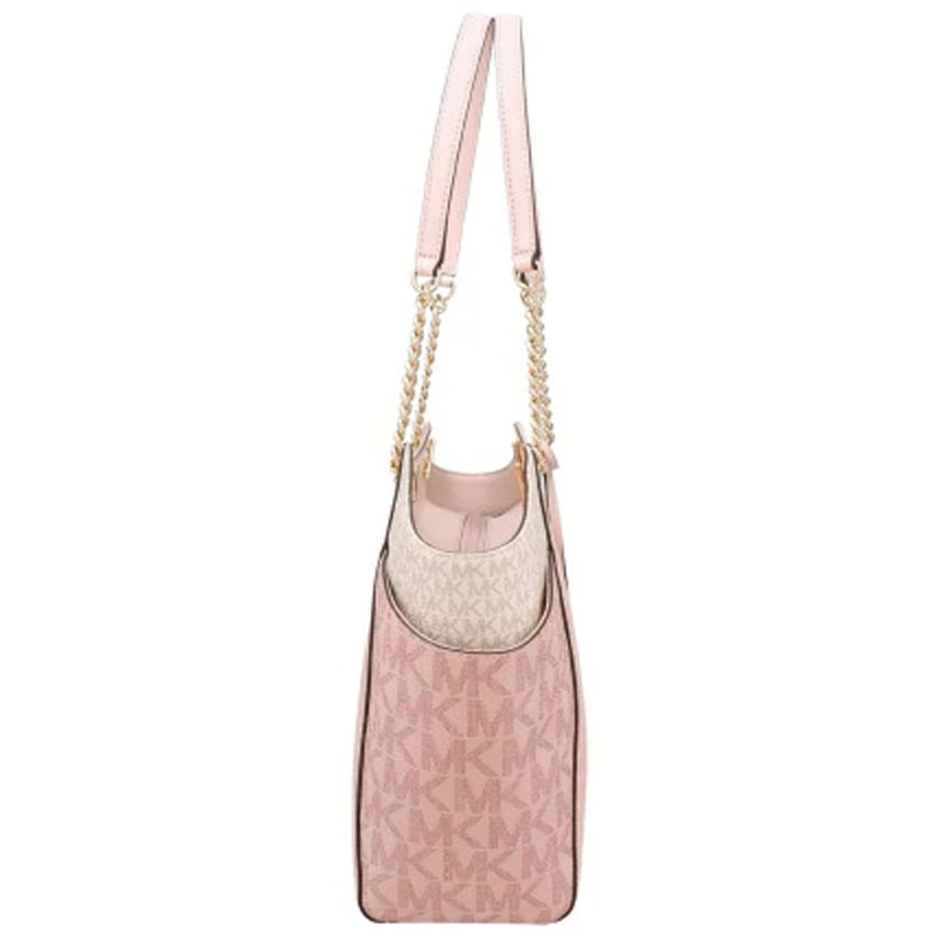 Michael Kors Jet Set Large Color-Block Signature Logo Tote Bag Pwd Blsh Mlt # 35S5GTVE3B