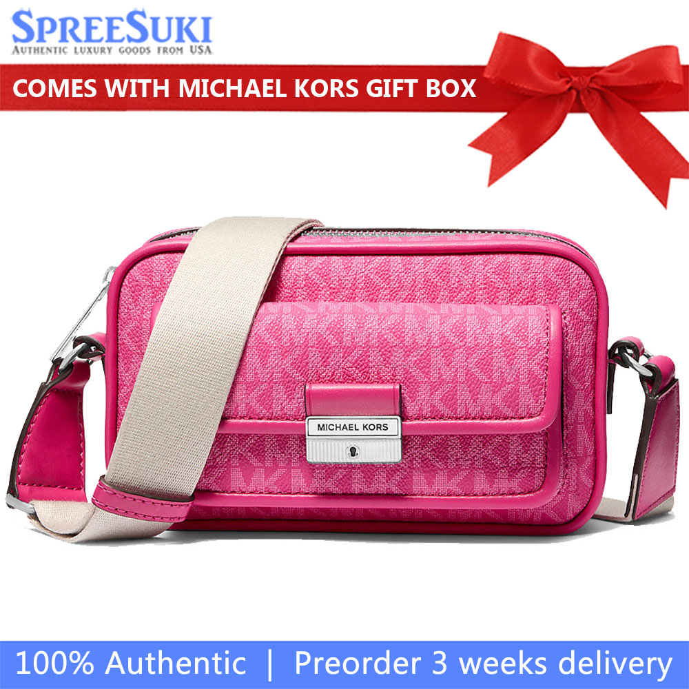Michael Kors Bradshaw Extra-Small Signature Logo Camera Crossbody Bag Dragonfruit # 35R5S2BC0V