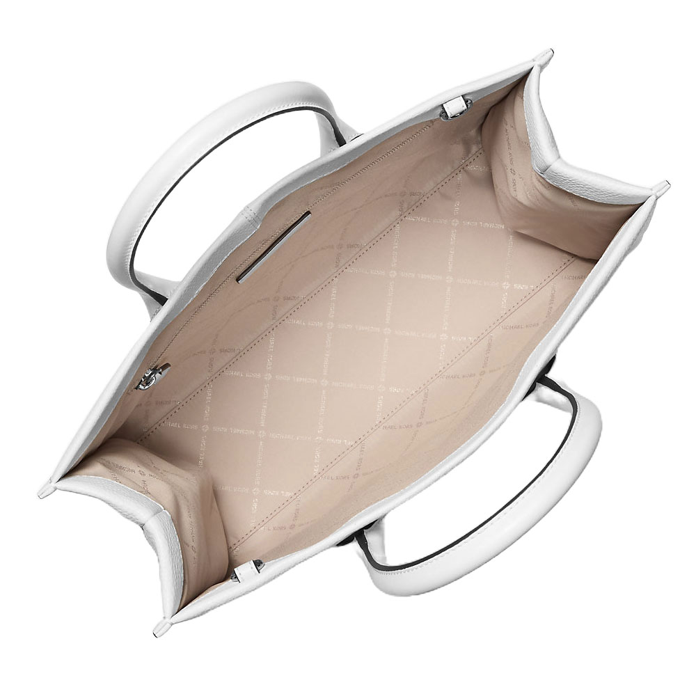 Michael Kors Mirella Medium Pebbled Leather Tote Bag Optic White # 35T5S7ZT2L