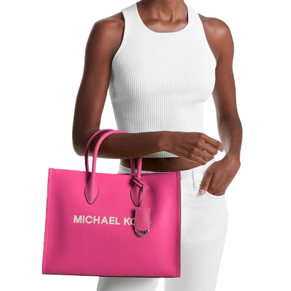 Michael Kors Mirella Medium Pebbled Leather Tote Bag Dragonfruit # 35R5S7ZT2L