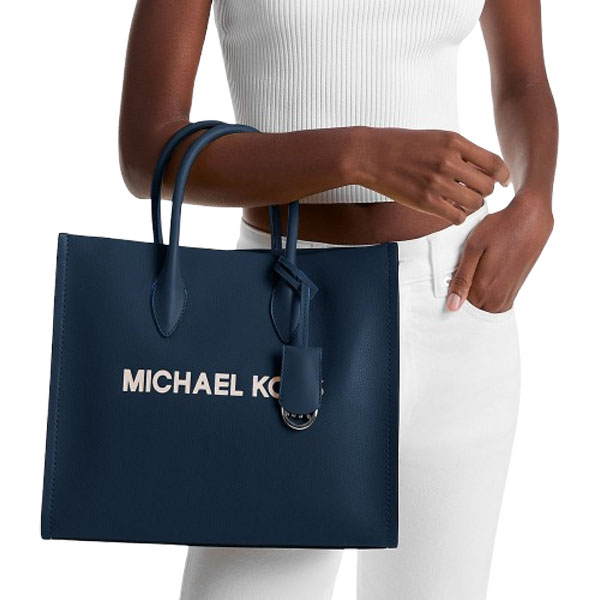 Michael Kors Mirella Medium Pebbled Leather Tote Bag Navy # 35R5S7ZT2L