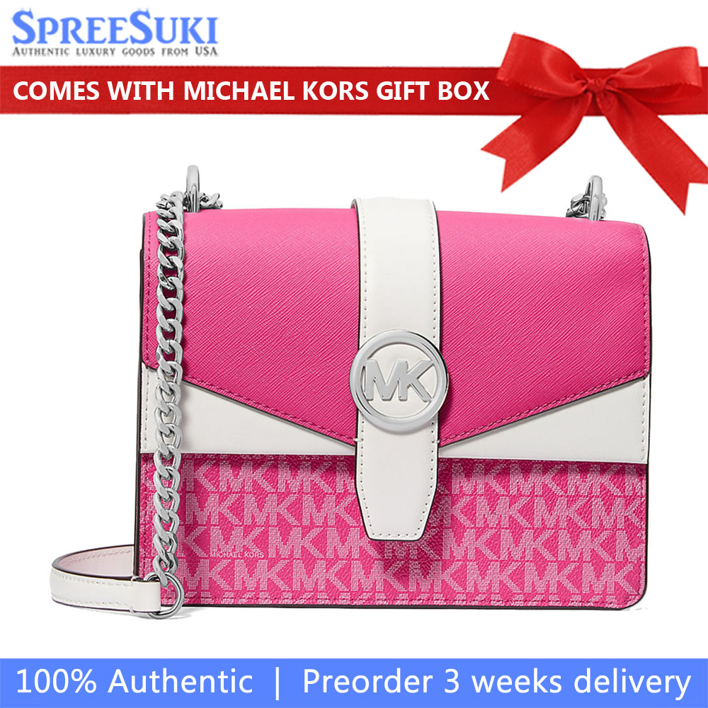 Michael Kors Greenwich Small Color-Block Signature Logo Crossbody Bag Dragonfruit # 35S5SGRC5V
