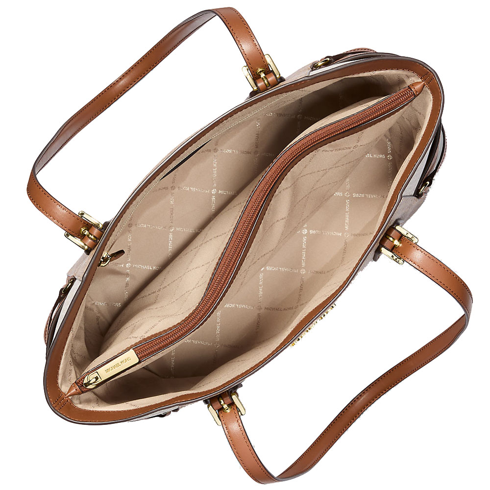 Michael Kors Voyager Large Color-Block Signature Logo Tote Bag Camel Mlt # 35S5GV6T7B