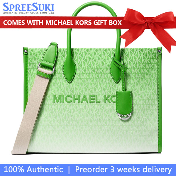 Michael Kors Mirella Medium Ombré Logo Tote Bag Jungle # 35S4S7ZT2B