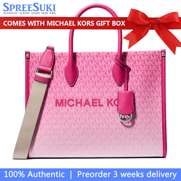 Michael Kors Mirella Medium Ombré Logo Tote Bag Dragonfruit # 35S4S7ZT2B